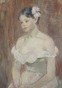 Mädchen mit Dekolleté, die Blume im Haar von Berthe Morisot