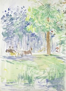 Pferd und Kutsche auf einem Waldweg, nach 1883 von Berthe Morisot
