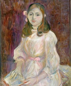 Porträt von Julie Manet (1878-1966) mit einem Buch, 1889 von Berthe Morisot