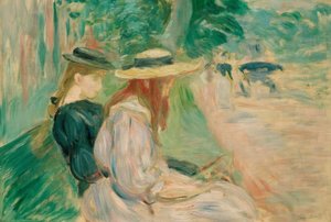 Auf einer Bank im Bois de Boulogne von Berthe Morisot