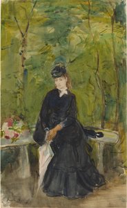 Die Schwester des Künstlers Edma, im Park sitzend von Berthe Morisot