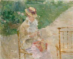 Junge Frau beim Stricken, ca. 1883