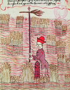 Ms 327 fol.197r Vermesser auf einem Feld, aus Traite d