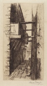 Ohne Titel (Gasse mit Blick auf einen Hafen) von Blanche Dillaye