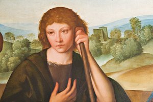 Anbetung der Hirten Madonna mit Jesuskind und zwei Hirten (Detail) von Boccaccio Boccaccino