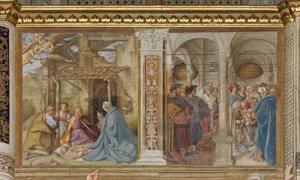 Zentrale Aave, Vierter Nordspan, Anbetung der Hirten, Beschneidung, Boccaccio Boccaccino 1516-17
