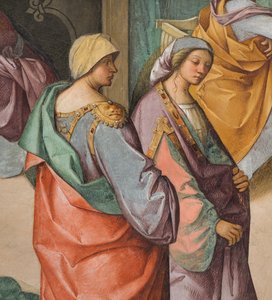 Zentrales Schiff, zweiter nördlicher Spann, Geburt der Jungfrau, Boccaccio Boccaccino 1514-15 (Detail)