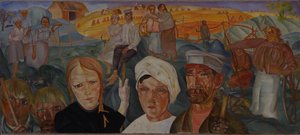 Bauernland aus der Serie Visages de Russie, 1917 von Boris Dmitrievich Grigoriev