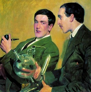 Die Physiker Pjotr Kapiza 1894-1984 und Nikolai Semjonow 1896-1986 von Boris Mikhailovich Kustodiev