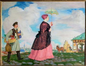 Händlersfrau mit Einkäufen