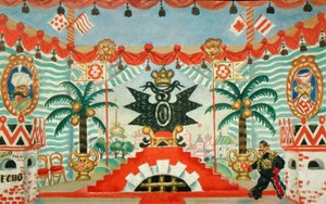 Palast, ein Entwurf für E. Zamyatins Stück, Der Floh von Boris Mikhailovich Kustodiev