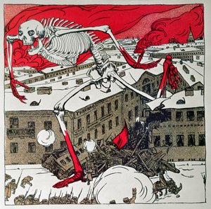 Plakat herausgegeben von den Revolutionären in St. Petersburg von Boris Mikhailovich Kustodiev