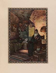 Pimen. Illustration zum Drama Boris Godunov von A. Puschkin, 1927 von Boris Vasilievich Zvorykin