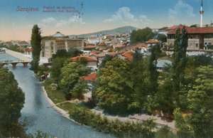 Sarajevo - Blick nach Norden der Stadt. Postkarte gesendet 1913.