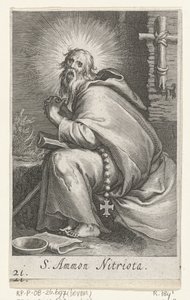 Heiliger Ammonius der Große als Einsiedler (S. Ammon Nitriota, Serie: Kluizenaars, Sacra eremvs ascetarvm) von Boëtius Adamsz. Bolswert