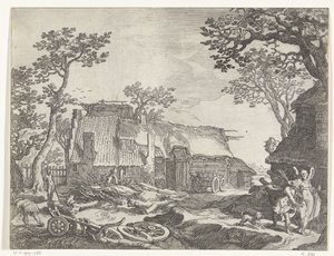 Landschaft mit Bauernhof und Tobias und dem Engel von Boëtius Adamsz. Bolswert