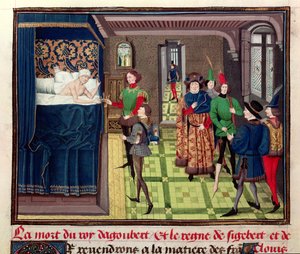 Ms 5089-90 Der Tod von König Dagobert I., aus Chroniques des Empereurs von David Aubert, 1462 von Brabant School