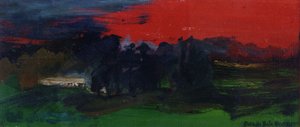 Landschaft mit rotem Himmel