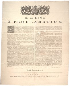 Eine Proklamation, 1763 von British School