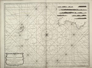 Eine Karte des Eingangs in den Kanal mit der Westküste von Cornwall und den Scilly-Inseln mit allen Tiefenangaben von British School