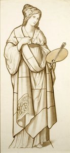 Muse der Malerei – Karton für Buntglas, ca. 1890 von British School