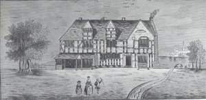 Stratford-on-Avon: Shakespeares Haus (Gravur) von British School