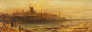 Sonnenuntergang: Hafen und Leuchtturm, ca. 1825