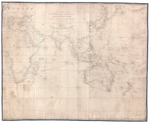 Den Offizieren der ehrenwerten Ostindien-Kompanie ist diese Umrisskarte zur Nutzung gewidmet von W. Heather, neue Ausgabe 1830, überarbeitet und korrigiert von J. W. Norie von British School