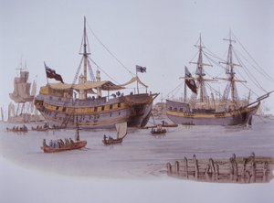 Viktorianisches Gefängnisschiff auf der Themse