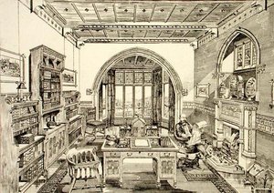 Innenansicht einer Bibliothek von Bruce James Talbert