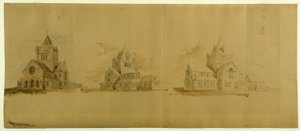 Kirche des Heiligen Gabriel, Chicago, Illinois, Perspektivische Skizzen, ca. 1889