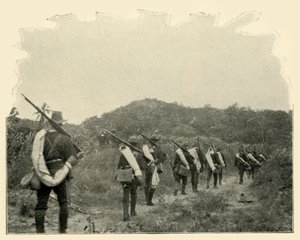 Auf dem Weg vom Schlachtfeld des 1. und 10. zu Rough Riders Szene des Konflikts, über die Berge von Burr McIntosh