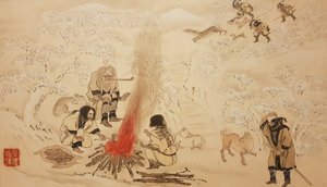 Sikahirschjagd. Aus der Serie Die Ainu, zweite Hälfte des 19. Jahrhunderts