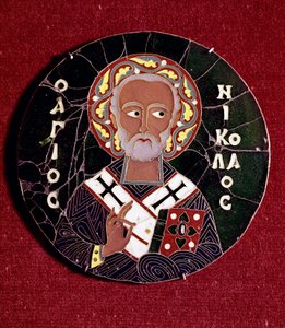 Byzantinische Kunst: Darstellung des Heiligen Nikolaus von Myra (oder Bari) (4. Jahrhundert) Email des 10. Jahrhunderts von Byzantine