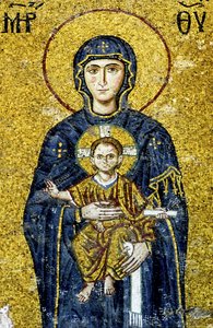 Komnenos-Mosaik, das Madonna und Kind darstellt, Hagia Sophia, Türkei