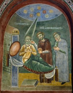 Der sterbende Heilige Eldrad empfängt die Eucharistie (Detail) von Byzantine