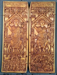 Konsulardiptychon des Anastasius (491-518) geschnitzt in Konstantinopel, Theodosianischer Stil, 517 n. Chr. von Byzantine School