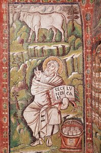 Lukas der Evangelist (Mosaikdetail, 6. Jahrhundert) von Byzantine School