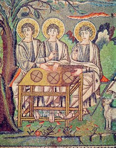 Die drei Engel (Detail) von Byzantine School