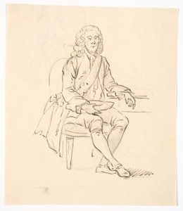 Sitzender Herr mit Perücke und Ordensband