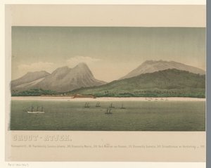 Ansicht der Küste von Groß-Atjeh, mit der Flotte der Ersten Atjeh-Expedition vor der Küste