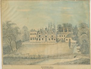 Seighford Hall (kolorierte Waschzeichnung)