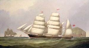 Die Bark "Undaunted" vor Ailsa Craig, mit Handelsschiffen im Hintergrund von C.H. Fyfe