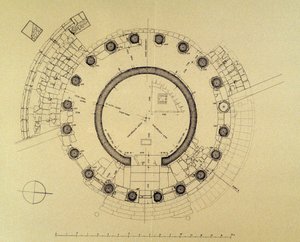 Grundriss des Tempels der Vesta oder des Herkules Victor, von dem deutschen Archäologen Friedrich Rakob (1931-2007) (Foto) von J.B. and Brown J. Rowbotham
