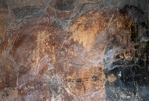 Pferd, Detail aus Fresko in der Kirche Agios Georgios, Komitades, Kreta, Griechenland (Foto)