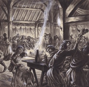 Ein Fest in der Halle eines angelsächsischen Thegns von C.L. Doughty