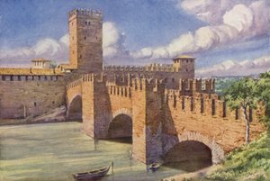 Schloss Vecchio, Verona (Farblitho) von C.T.G. Formili