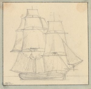 Eine Brigg mit Leesegel auf dem Großmast von Christoffer Wilhelm Eckersberg