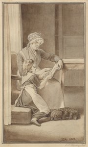 Eine Mutter bringt ihrer kleinen Tochter das Lesen bei von Christoffer Wilhelm Eckersberg