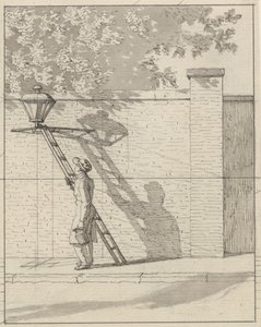 Linearperspektive in der Malerei angewendet - Tafel VI. Die Straßenlaterne an der Gartenmauer, Tageslicht